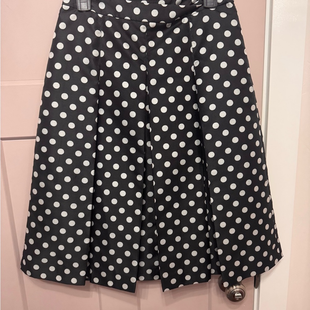 Halogen Black and White Polka Dot A-Line Skirt